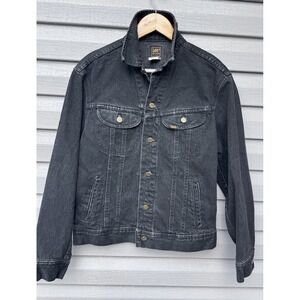 Vintage 70s 80s Lee Riders Black Denim Jean Jacket Mens Small USA 153438 Trucker